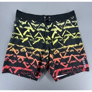 RBX Reebok Mens XL/TG Board Shorts Swim Trunks Black Yellow Orange Activewear